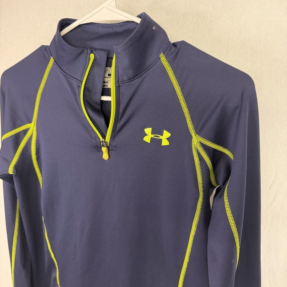 Boys Under Armour Pullover Long Sleeve Half Zip Youth Medium Blue Yellow